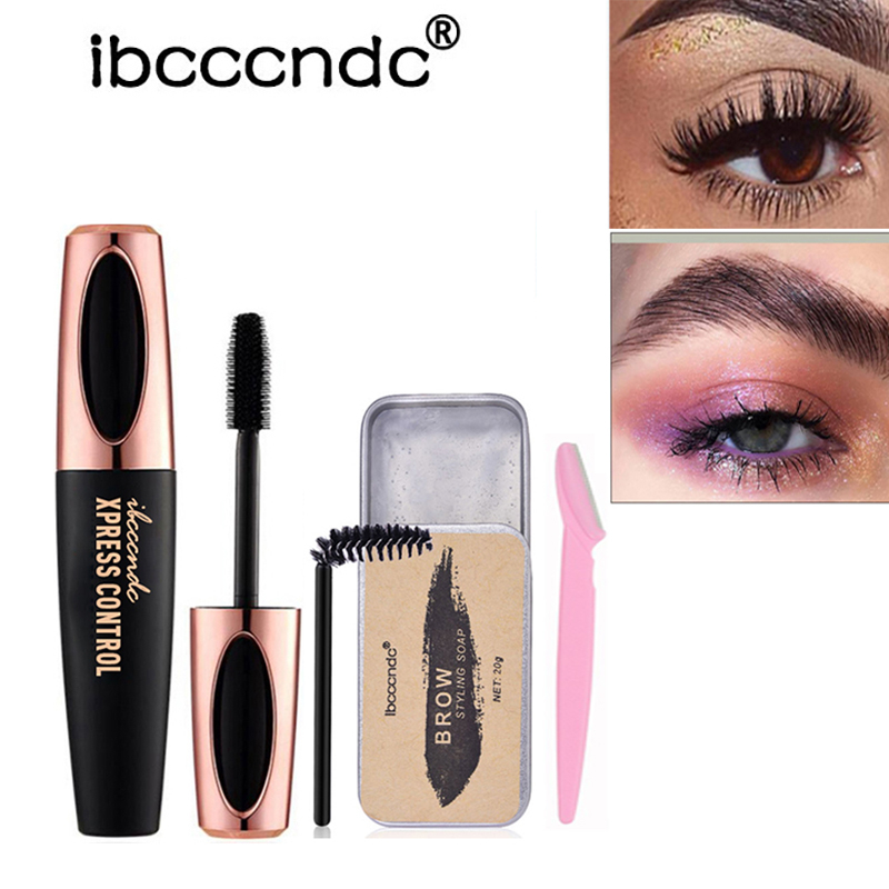 Ibcccndc 4d Silk Fiber Lash Mascara Waterproof Rimel 3d + Eyebrow Soap ...