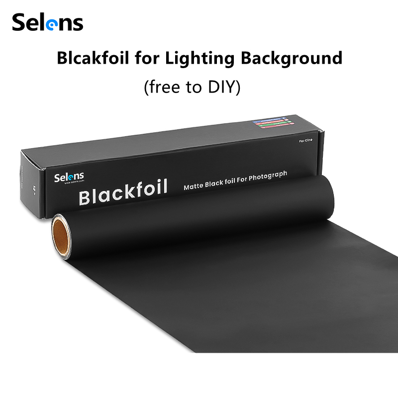 Selens Matte cinefoil 30,48 cm x 7,62 m rollen, zwart aluminiumfolie voor fotografie shaping light voor het maskeren van lichtlekken
