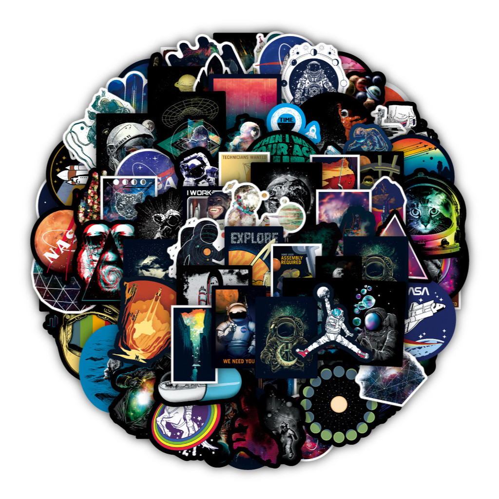 100/50Pcs Outer Space NASA Astronaut Waterproof Graffiti Stickers For ...