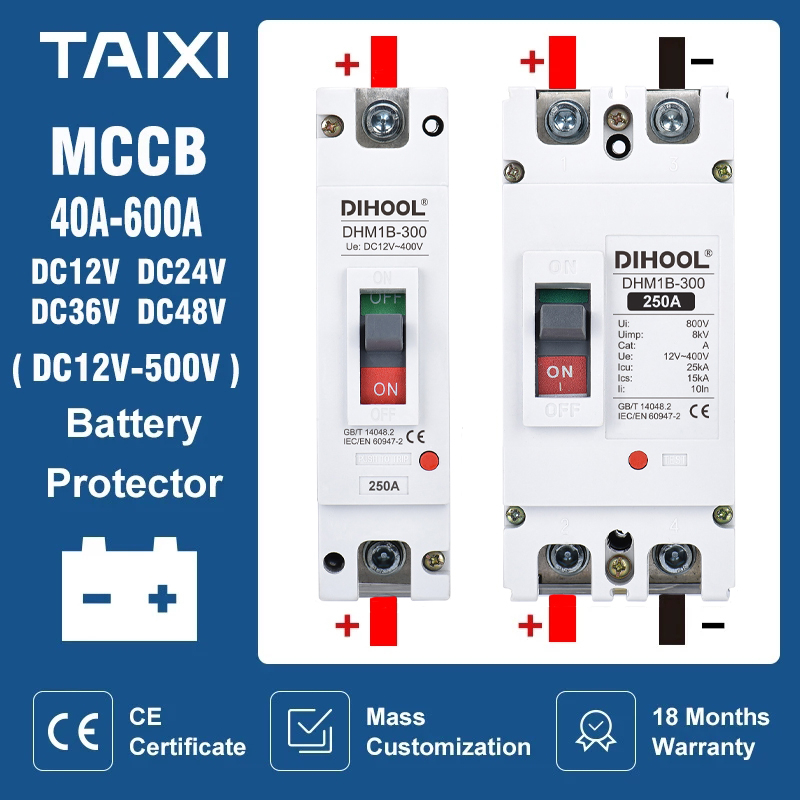 DC12V 24V 36V 48V 96V 120V DC mccb circuit breaker 100A 200A 300A 400A