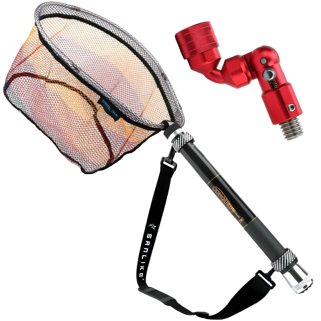 SANLIKE Retractable Fishing Landing Net Rod  Portable Glass Fiber Pole Telescopic Handle Rod Fishing Net