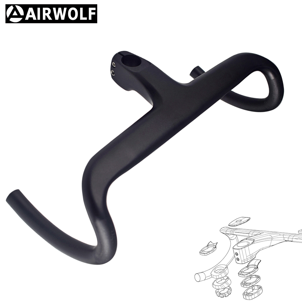 AIRWOLF T1100 Carbon Fiber Handlebar Drop Bar Stem Road Bike Gravel