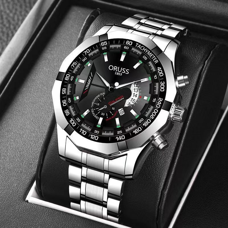 [Gift][With Box]ORUSS 100% Original Mens Stainless Steel Date ...