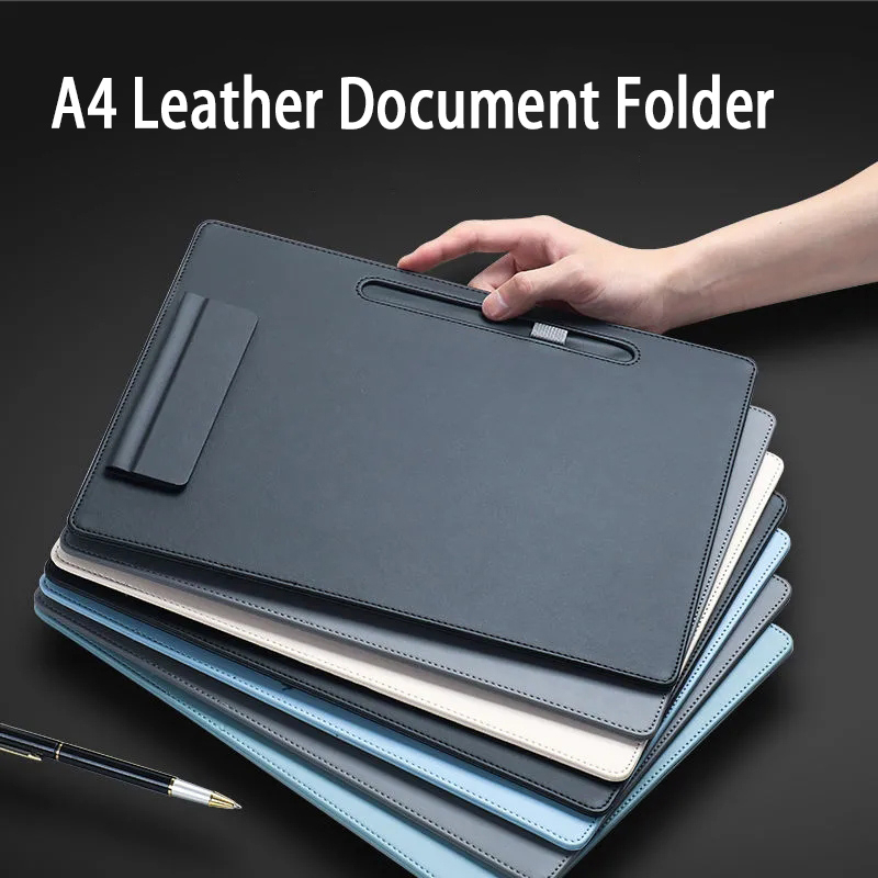 A4 leather clipboard document folder writing pad business signature ...