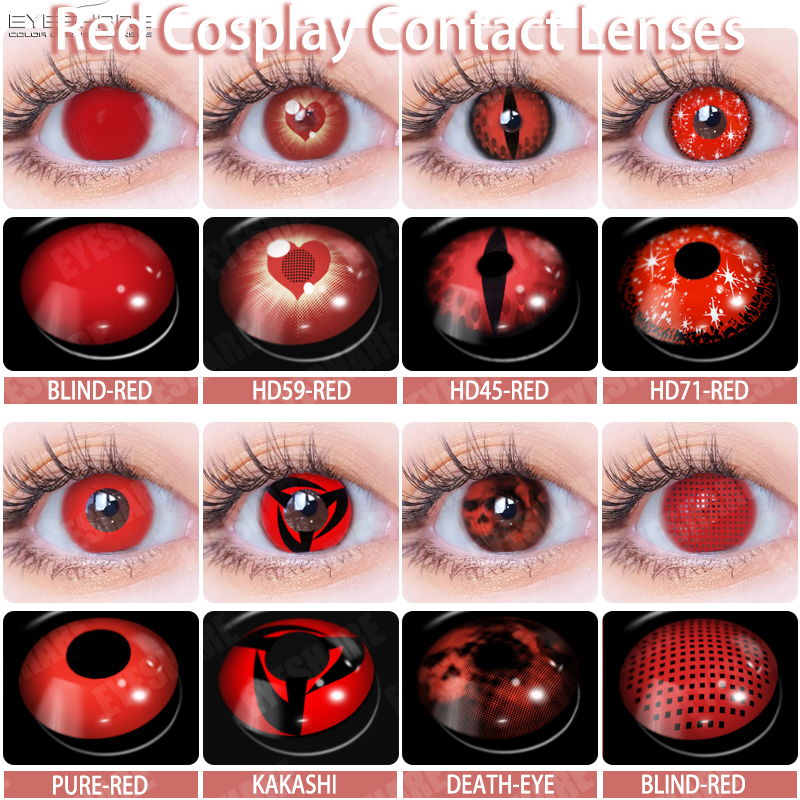 [COD] EYESHARE Roleplaying RED Colored Contact Lenses, Eye Makeup and