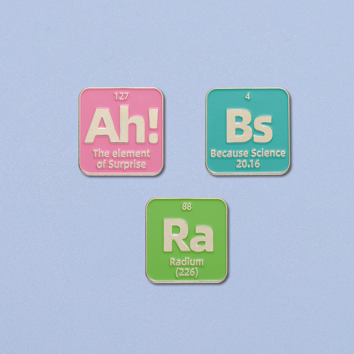 Creative Chemical Cycles Enamel Pin Radium Element Brooch Text Quote