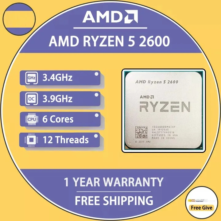 Amd Ryzen 5 2600 R5 2600 34 Ghz Six Core Twelve Thread Cpu Processor Yd2600bbm6iaf Socket Am4 2359