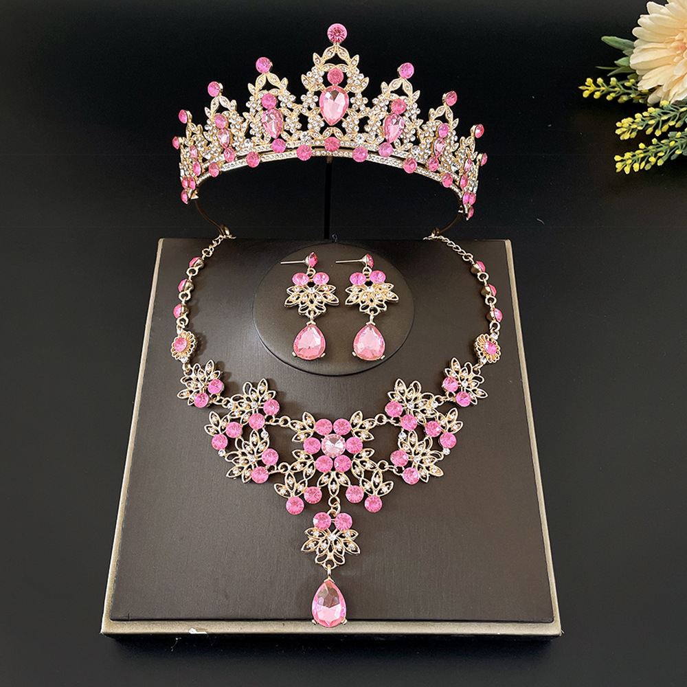 Crown Headdress Children Princess Pink Crown Girl Rhinestone Birthday ...