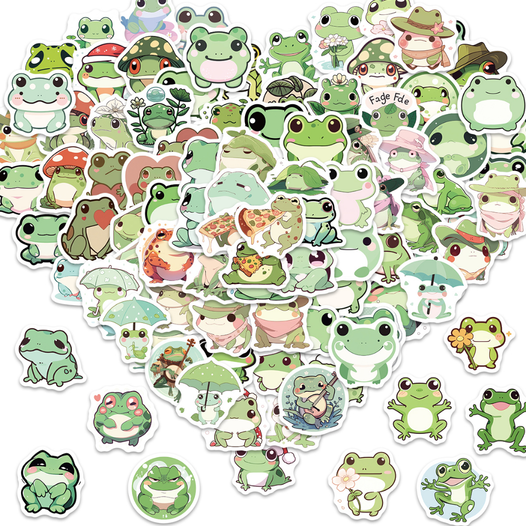 10/100pcs Stickers Frog Cute Funny Cartoon Graffiti Skateboard ...