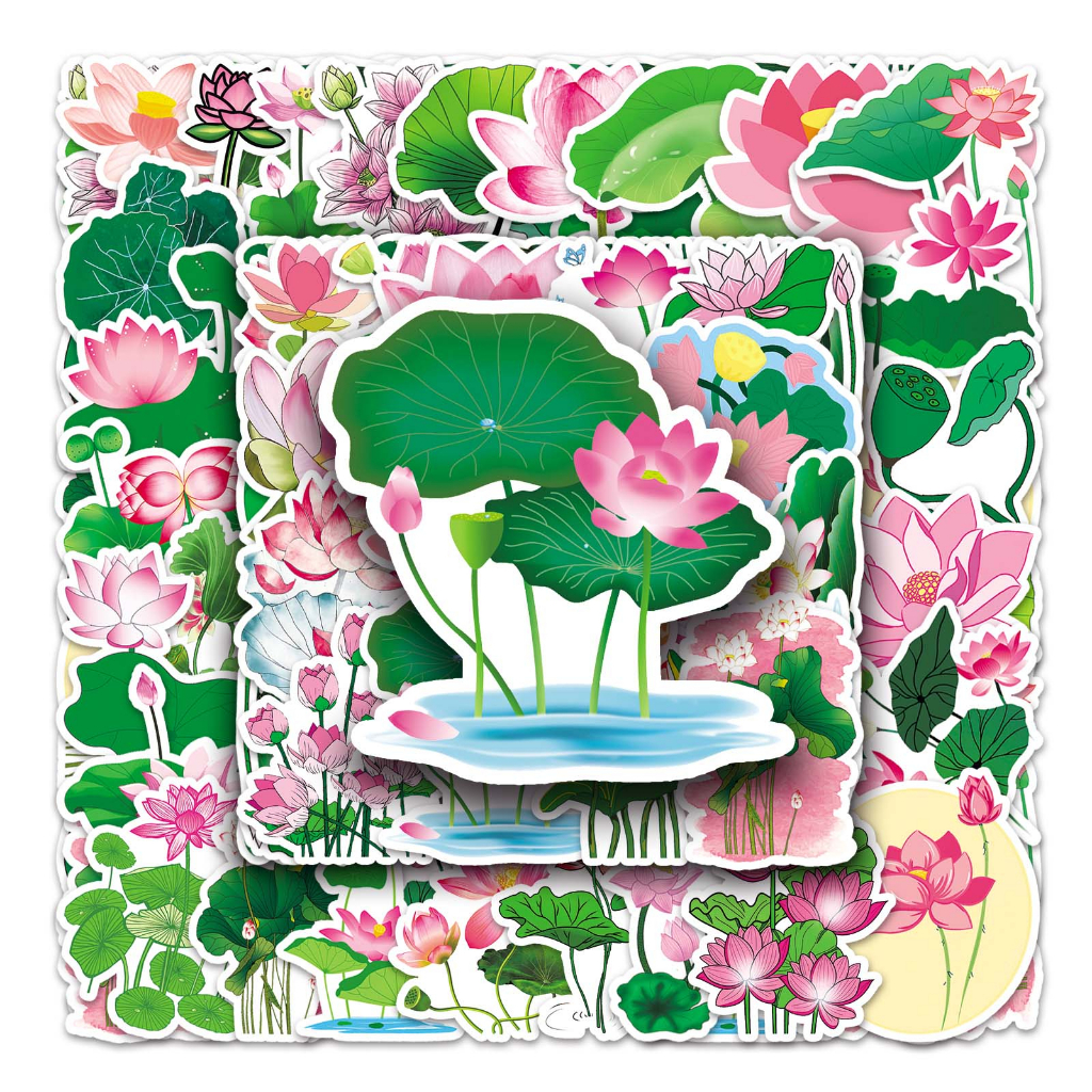 50 Piece Funny Lotus Stickers Waterproof DIY For Phones Laptop Car ...