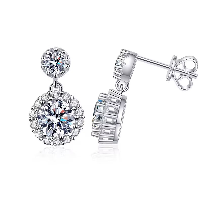 New 2 Ct Diamond Moissanite Earrings Studs 6.5 mm 18k/ S925 outlet GRA Certificate