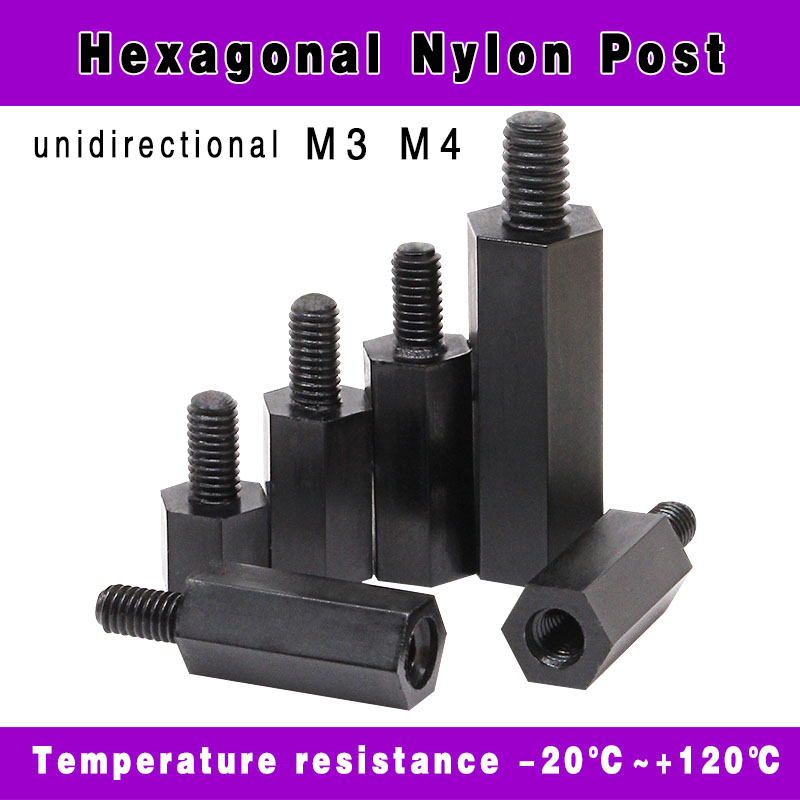 Nylon Column M3M4 SingleWay Hexagonal Column Spacer Column Black