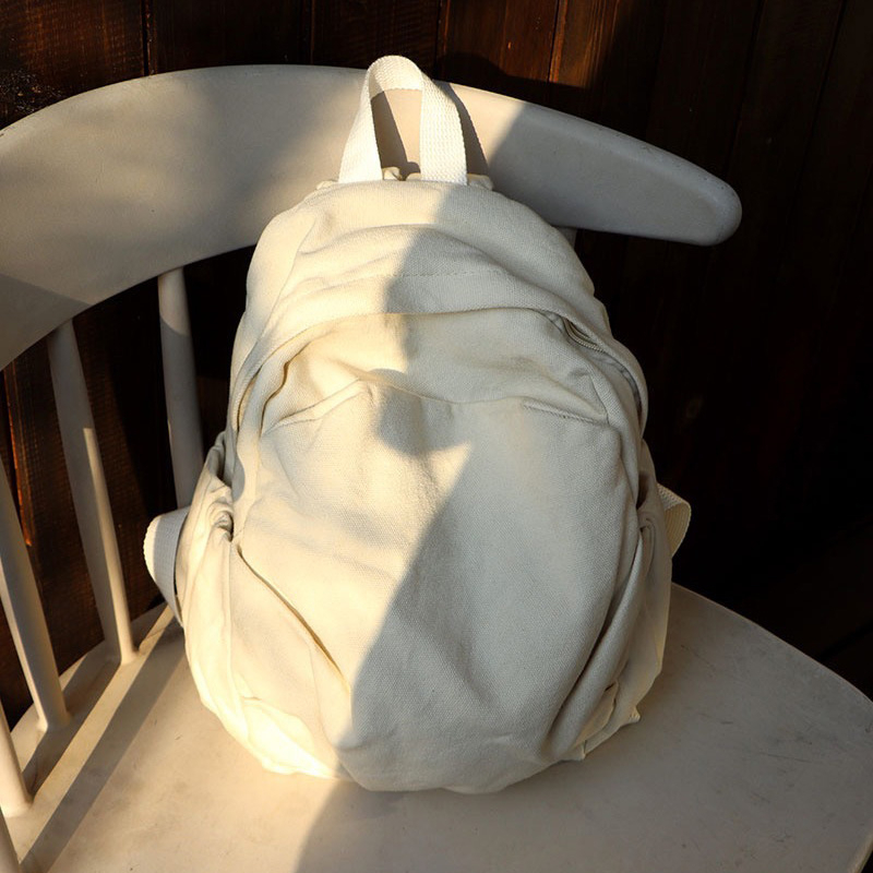 Japanese Men's and Women's pleated small canvas backpack casual small junior high school