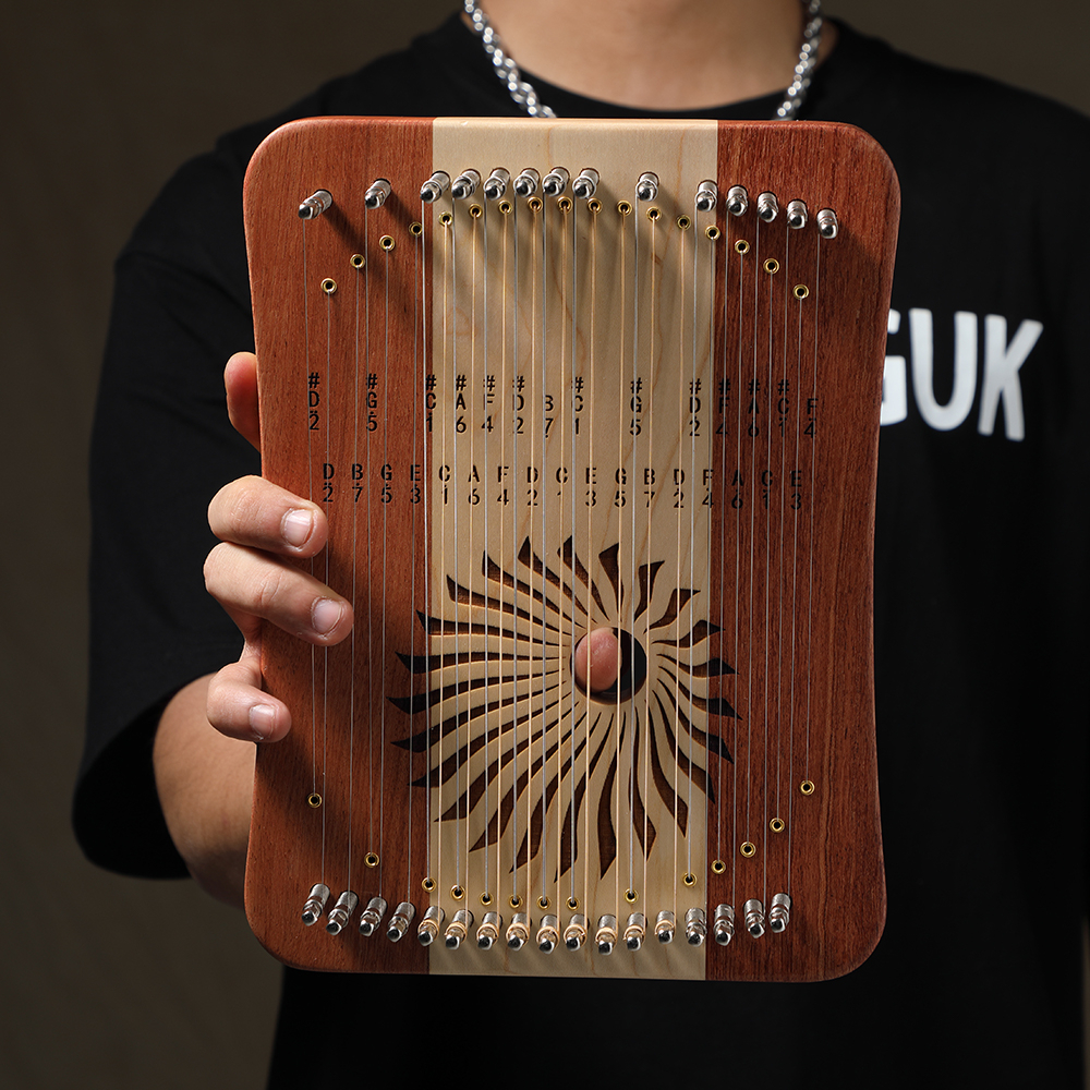 Hluru Lyre Harp 17/31 Note Finger Playing Strings Thumb Piano Veneer ...