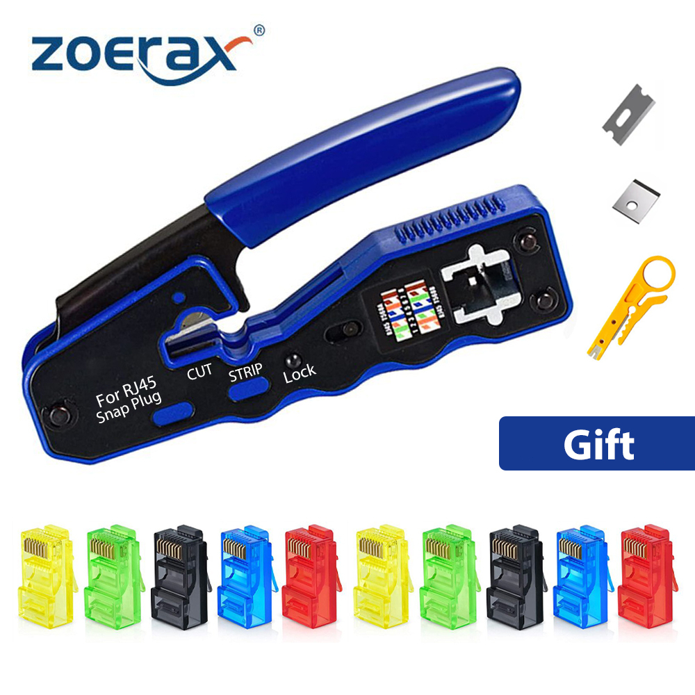 ZoeRax RJ45 Crimper Tool Pass Through Crimping Tool For CAT6 CAT5E CAT5
