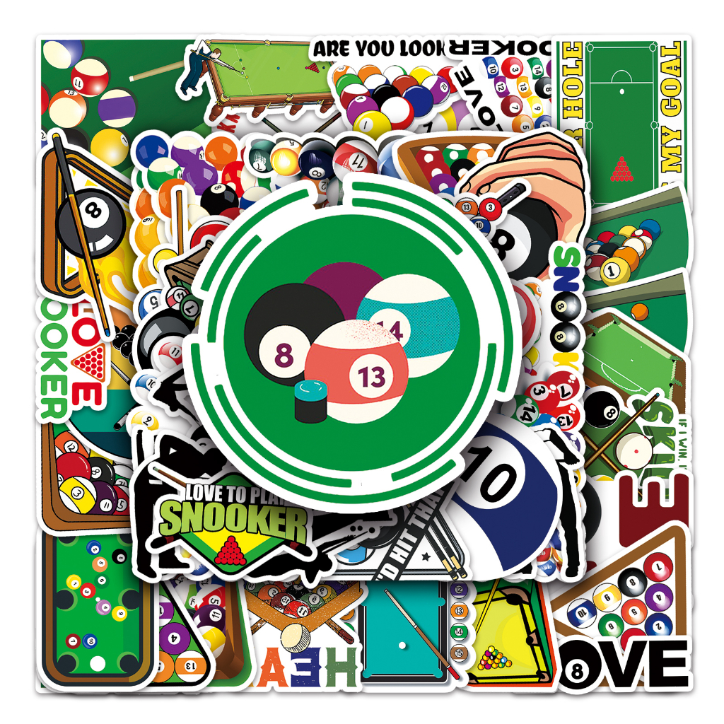 50 Piece Funny Billiard Stickers Waterproof DIY For Phones Laptop Car ...