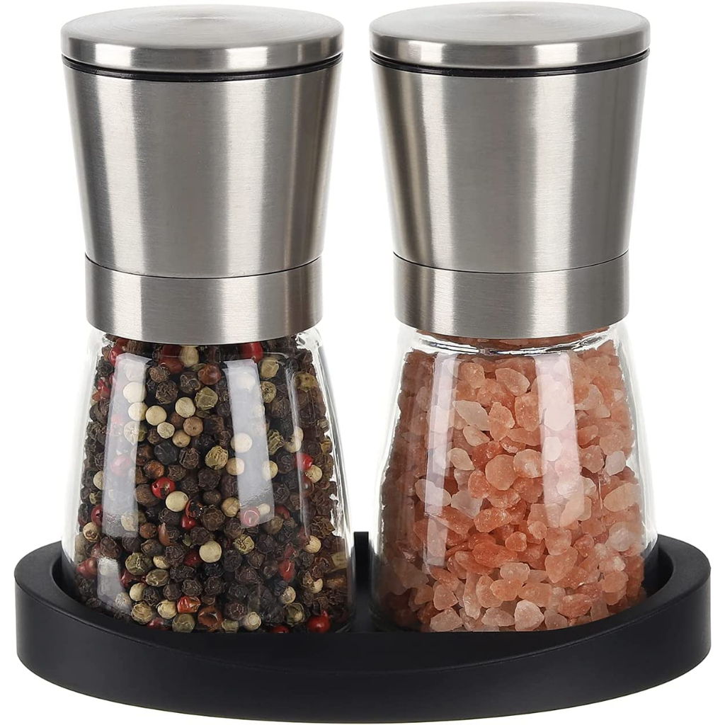 Salt and Pepper Grinder Set Stainless Steel Adjustable Coarseness ...