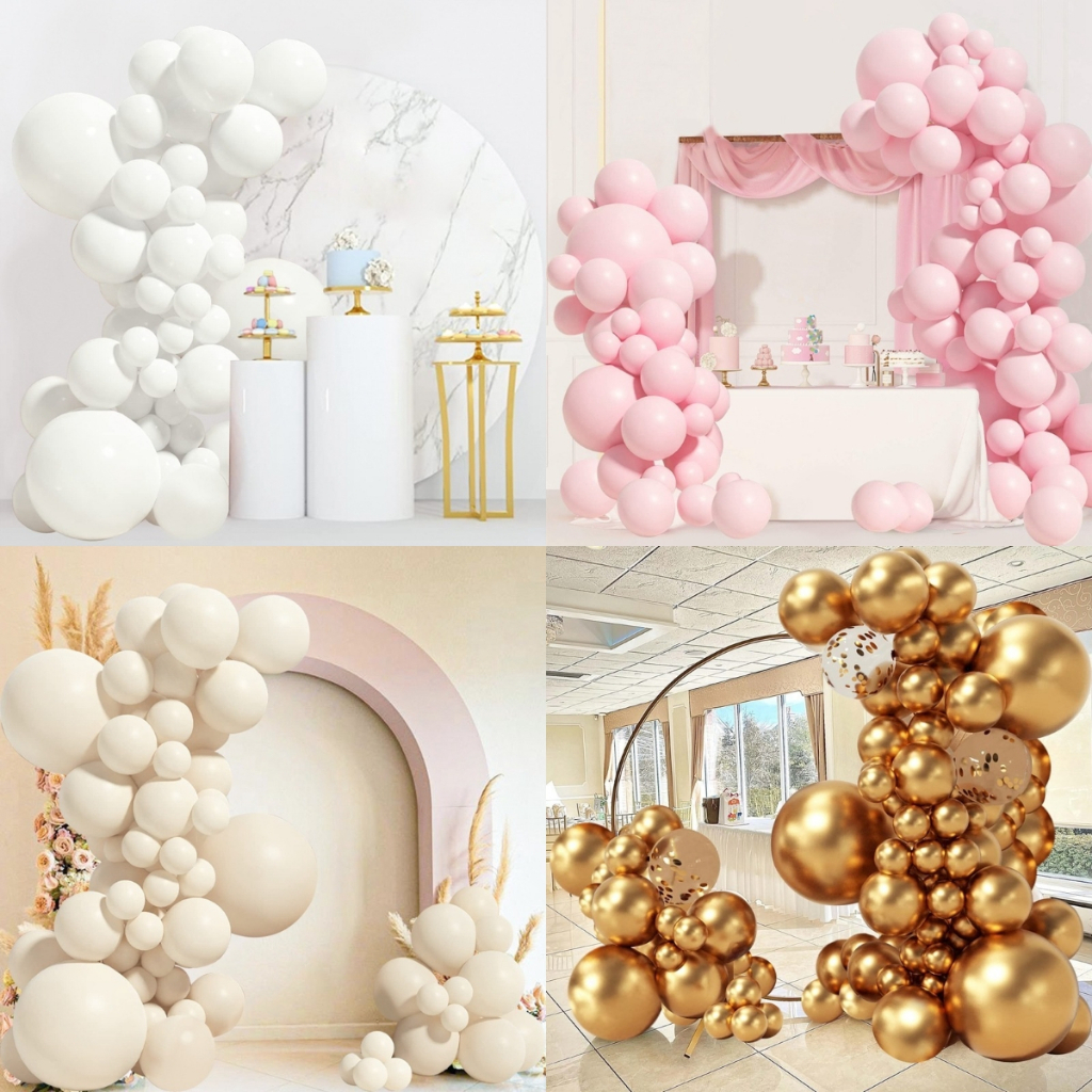 White Gold Wedding Balloon Garland Arch Kit Happy Birthday Party ...