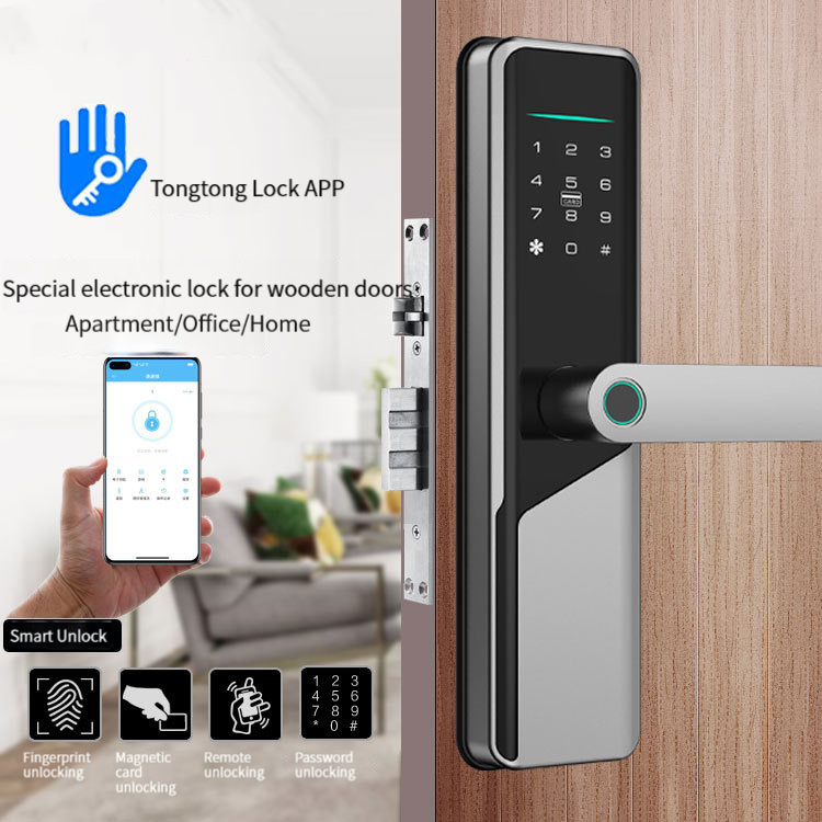 5 in 1 Smart Door Lock Fingerprint/IC card/Passcode/key/Lock APP Unlock
