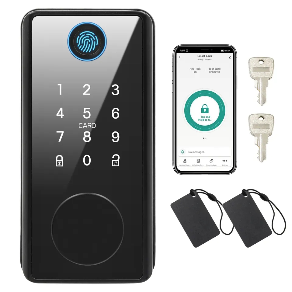 Smart fingerprint password digital room door lock with key electronic
