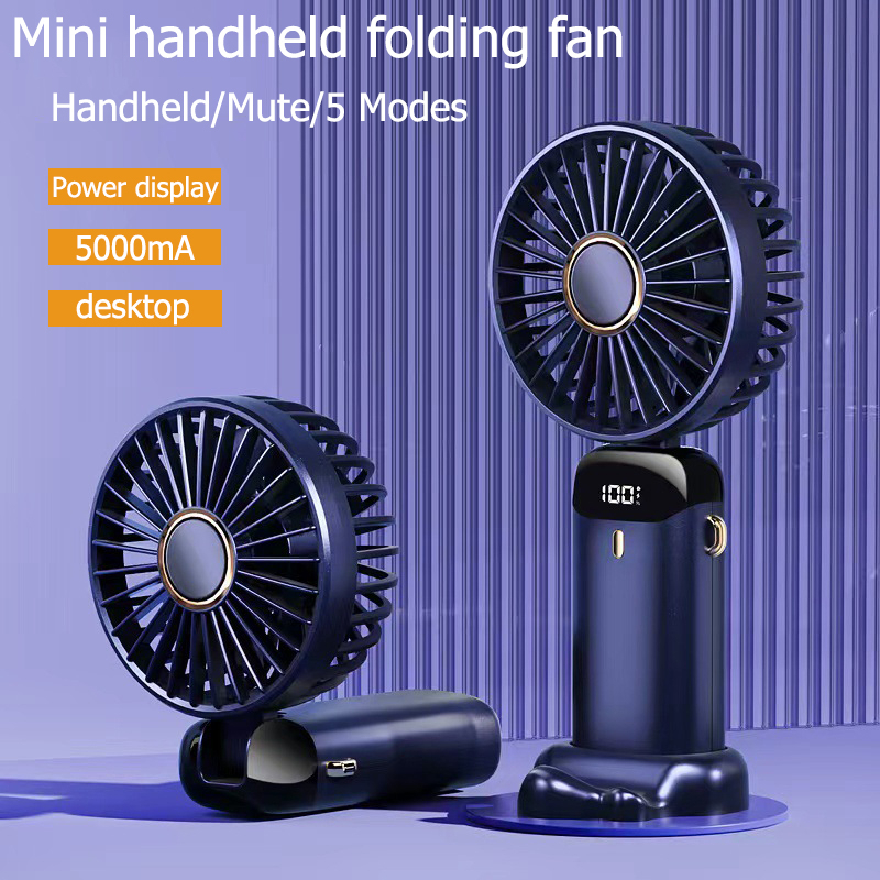 5 Modes handheld fan mini portable foldable small fan digital display ...