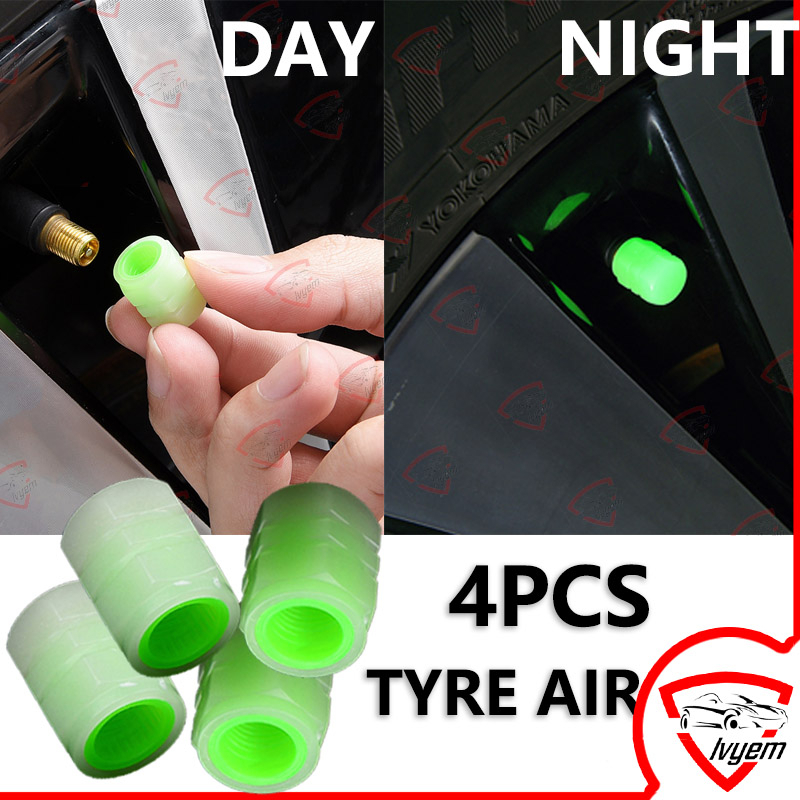 4PCS Luminous Tyre Air Cap For Car/Motorcycle/Bicycle Universal Stem