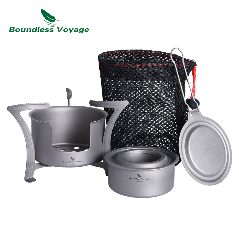 ATiAP Ultraleichter Titan Holzofen Outdoor Camping Multifunktions Alkoholkocher Kompatibel WS009ST-Ti