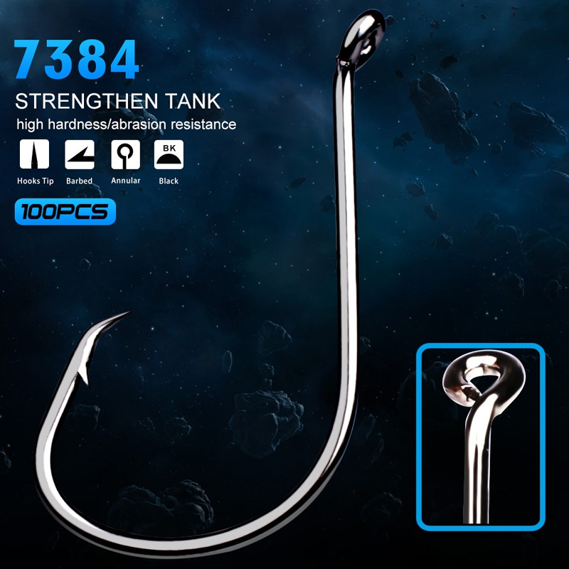 PRO BEROS 100Pcs Long Shank Fishing Hook 1/08/0 Fish Hooks High Carbon Steel Sharp Barbed