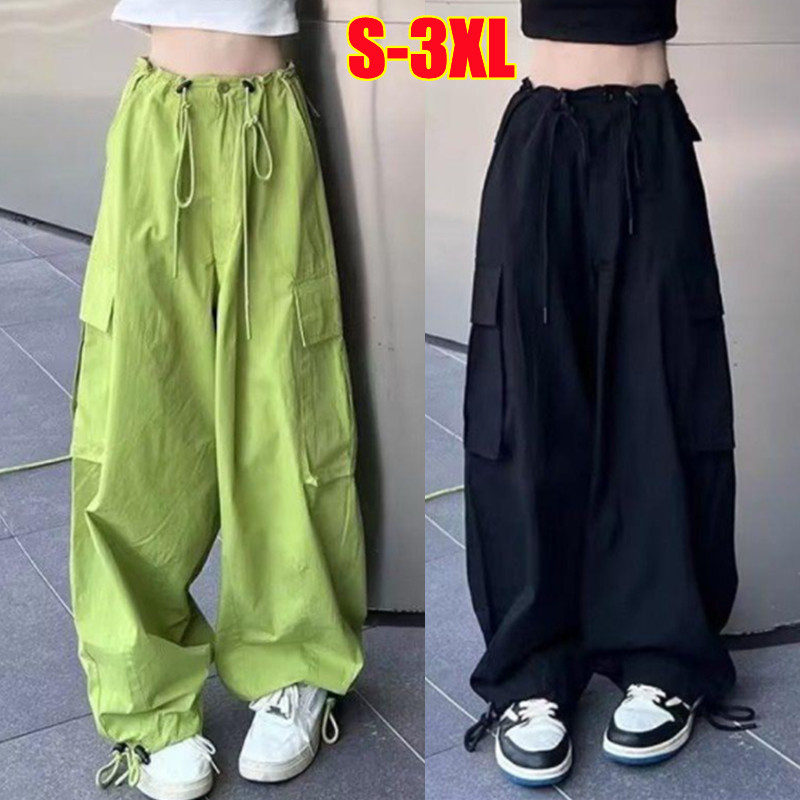 Women Y2K Baggy Wide Leg Straight Cargo Pants Casual Streetwear Long