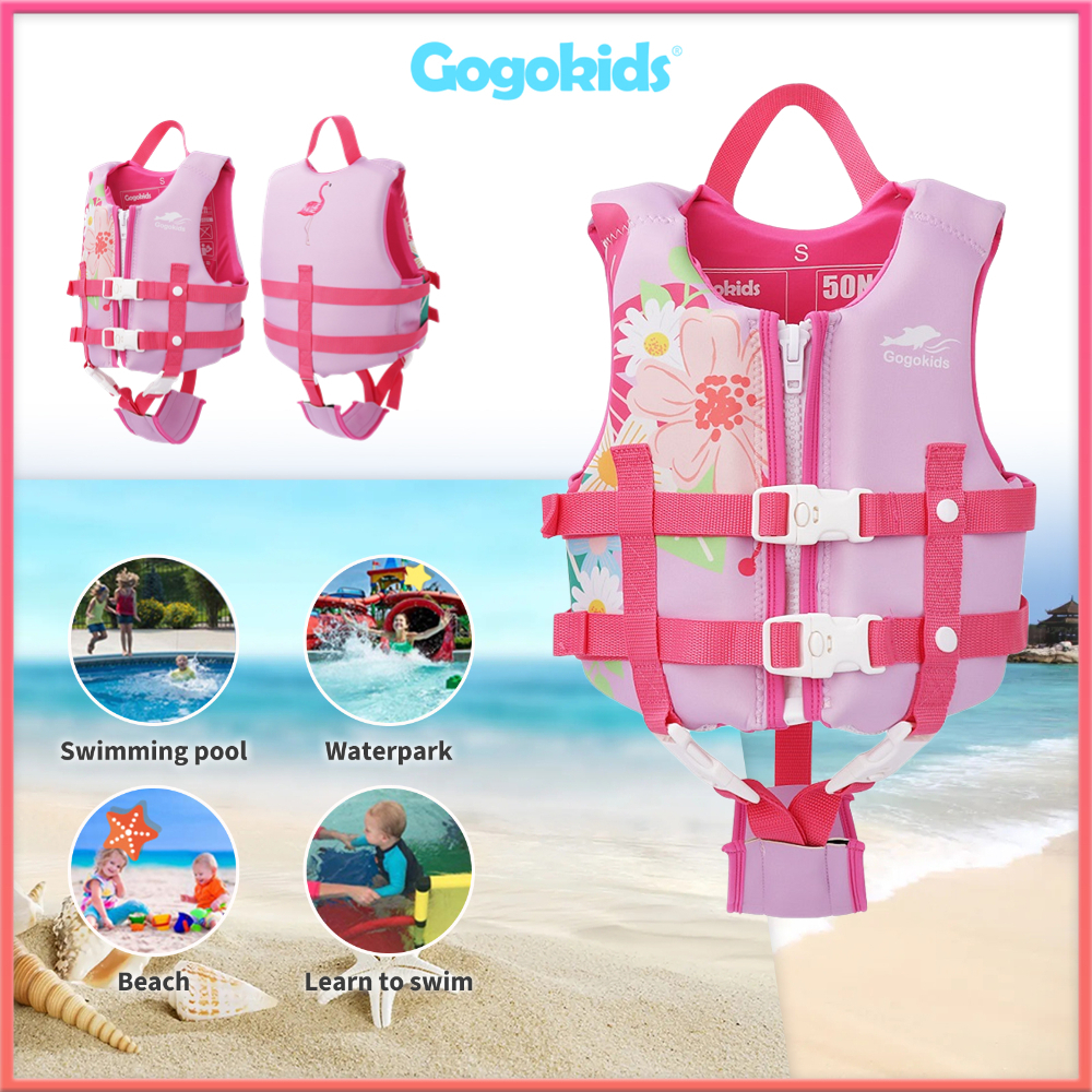 Gogokids 1-9 Years Pink Kids Life Jacket Life Vest For Kids Float Beach 