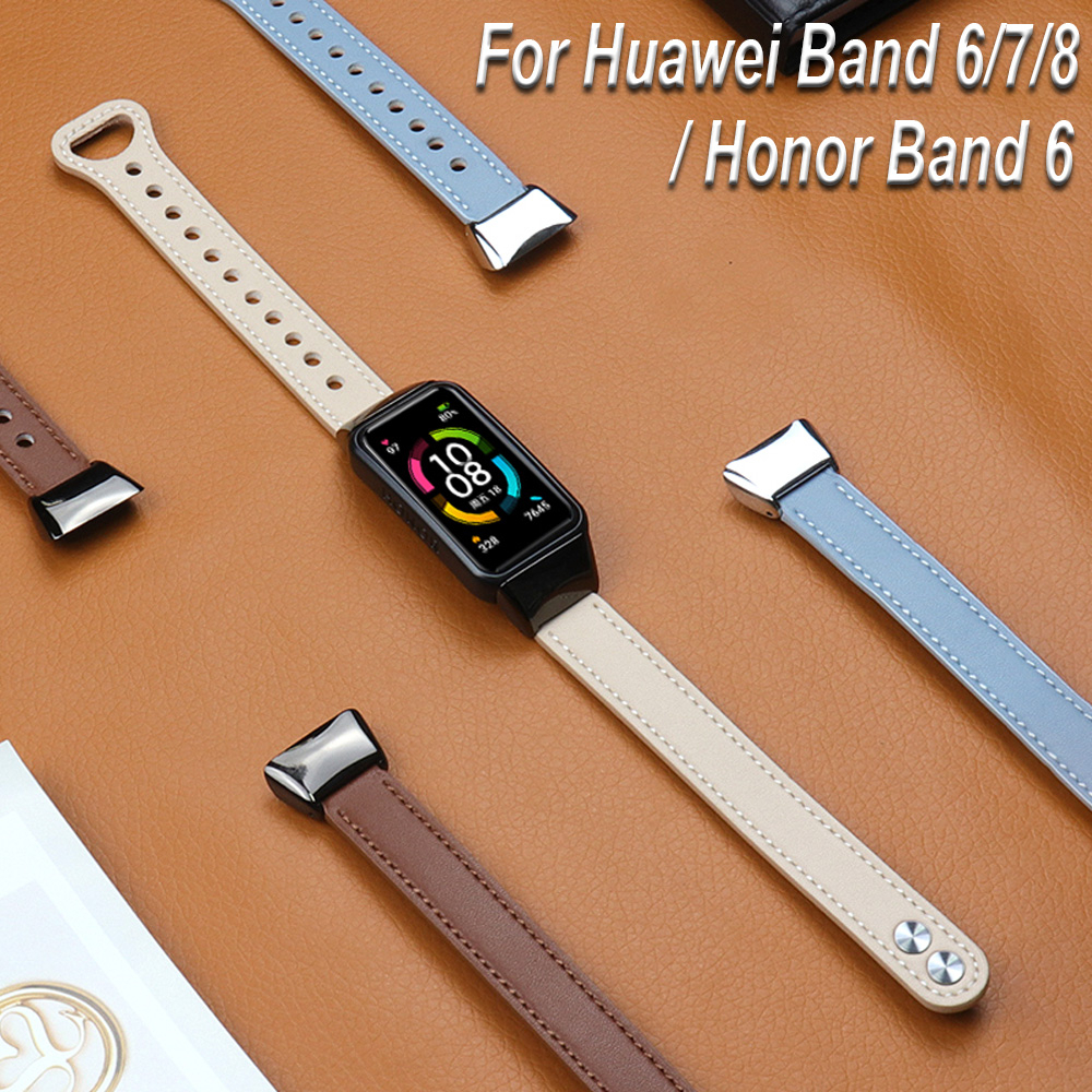 Leather Strap Bracelet Replacement for Huawei Band 6 7 8 9 / Honor Band