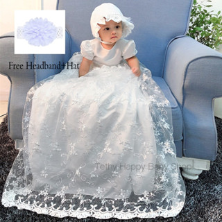 Christening Dress for Baby Girl Clothes Newborn Set 2Pcs Short Sleeves Flowers Lace Baptism Dress Infant Girls 1st Birthday Long Gown Shopee Philippines