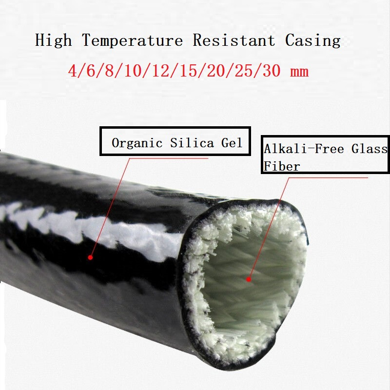 4 30mm Black Fireproof Pipe Silicone Rubber Fire Retardant Casing High