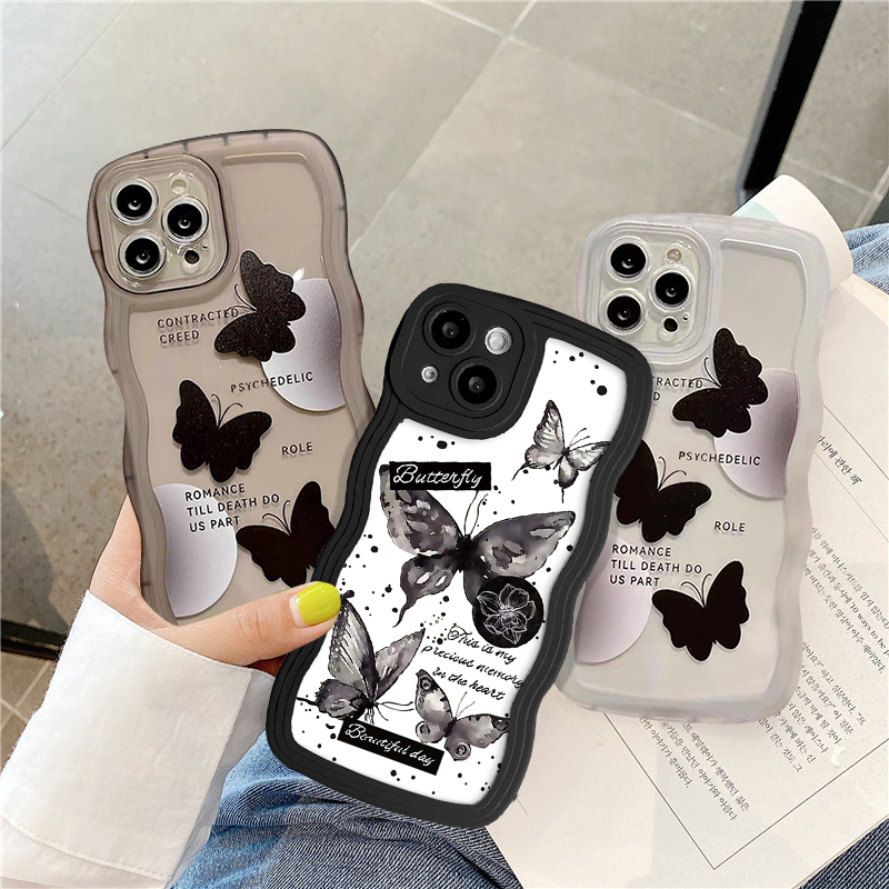 Romance Cute Black Butterfly Casing OPPO A17 A38 A58 A55 A7 A15 A54 A96 ...