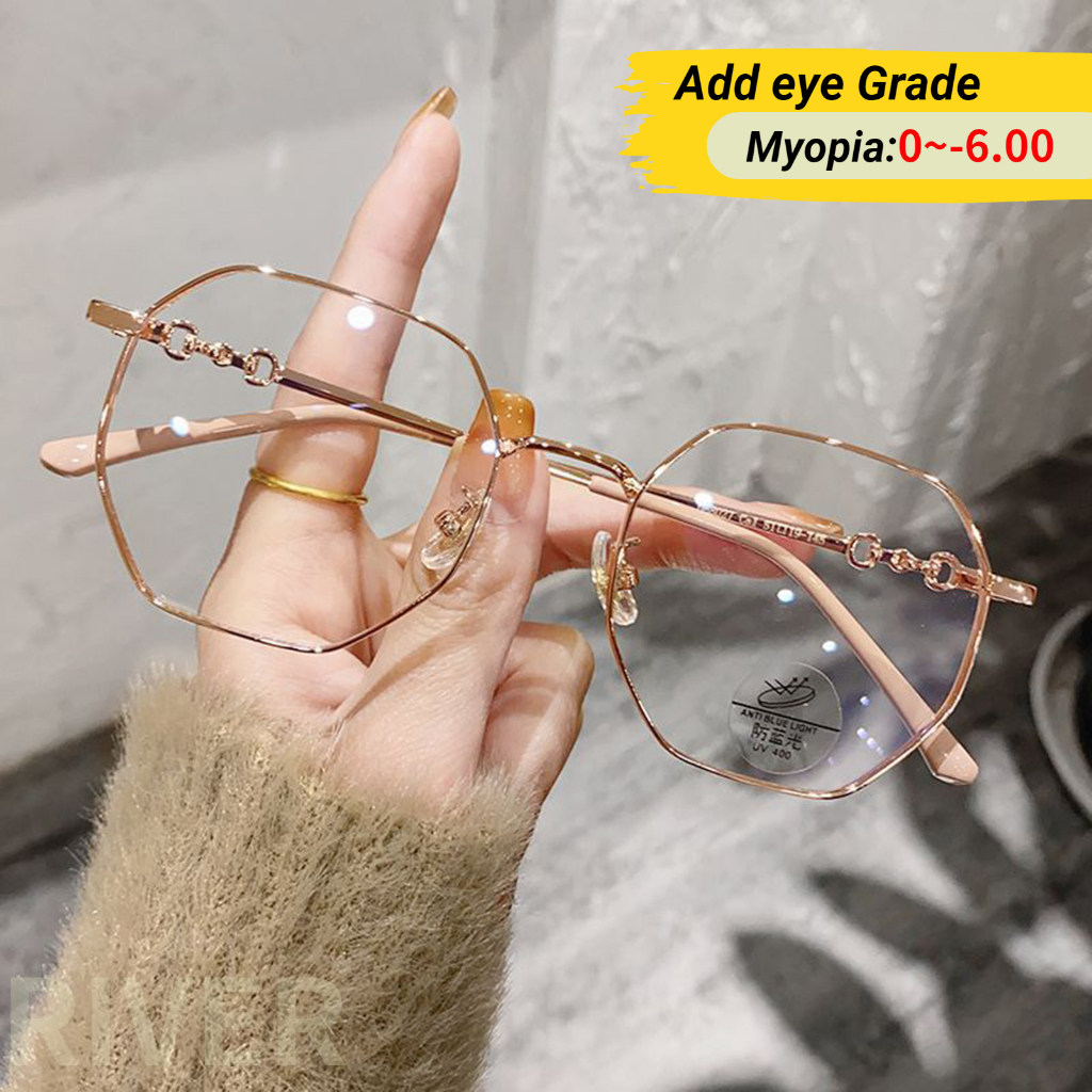 Fashion Myopia Graded Eyeglasses With Grade 50 100 150 200 250 300 350 400 450 500 550 600 Anti 3495