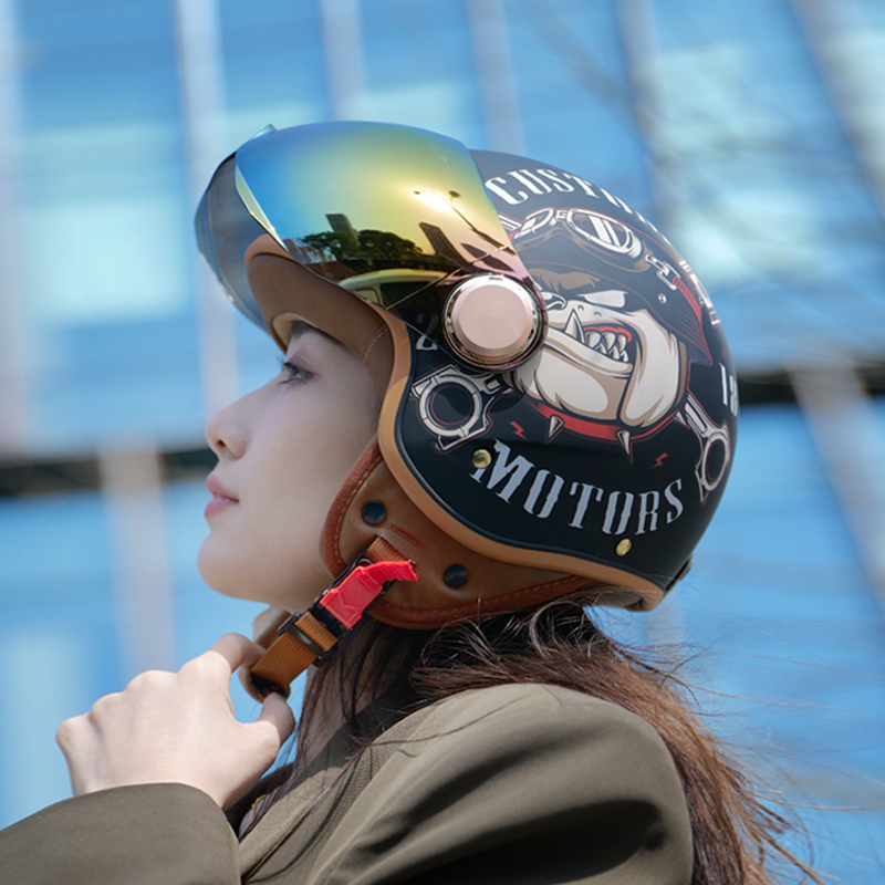 Retro Female Bicycle Helmets Classic Helmet Motorcycle Half Face