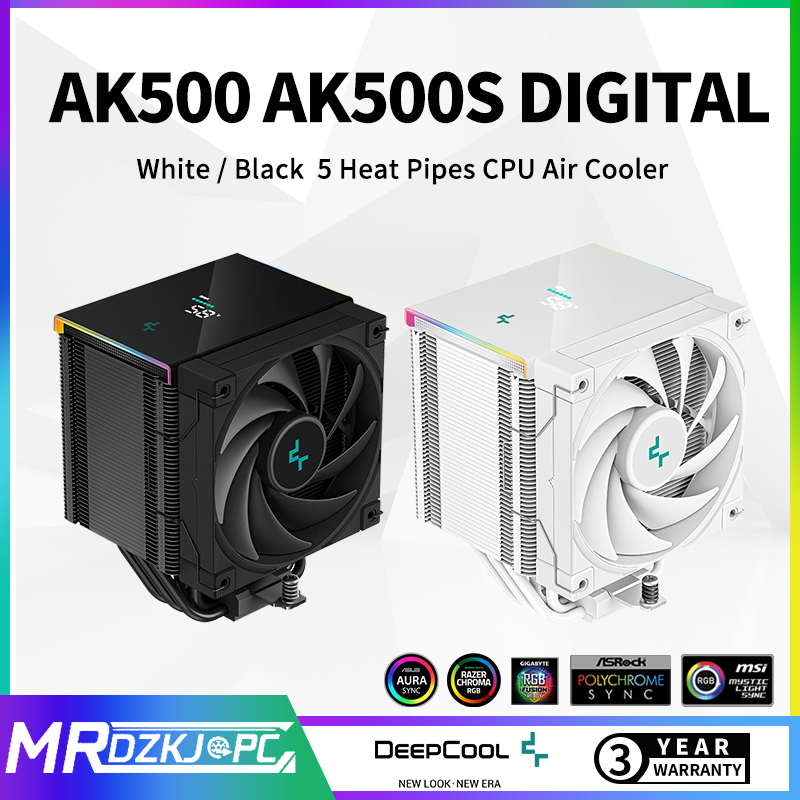 Deepcool AK500S Digital AK500 CPU Air Cooler White Black 5 Heat Pipes ...