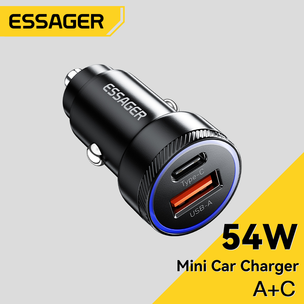 Essager 54W Car Charger USB+Type C Car Charger Fast Charging Input