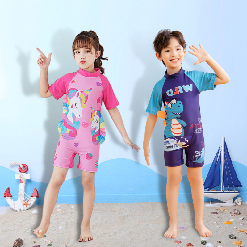 Kids Swimwear Rashguard High Quality 3D Cute Unicorn Dinosaur Cartoon ...