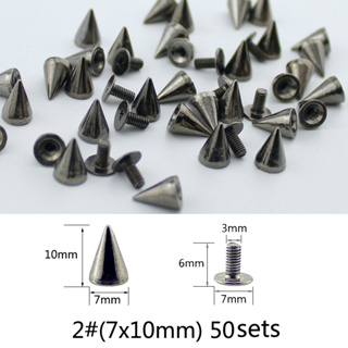 Multiple Size Metal Black Screw Spikes And Studs For Clothes Punk