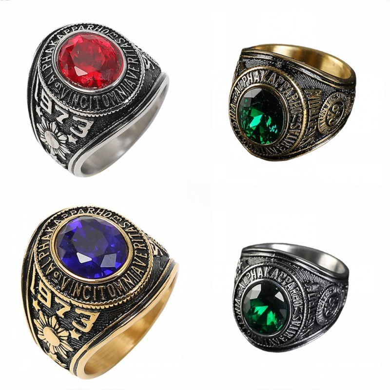 Stainless Steel AKP AKRHO Ring for Men with Emerald Green Stone Size 7 ...