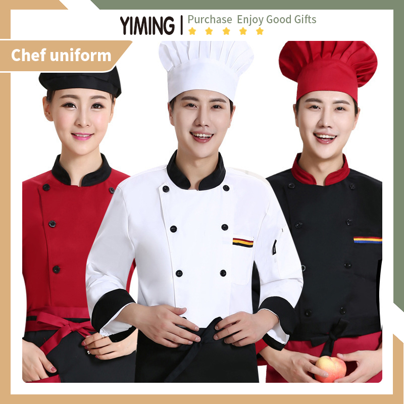Chef uniform long-sleeved men's chef jacket hotel restaurant baking ...