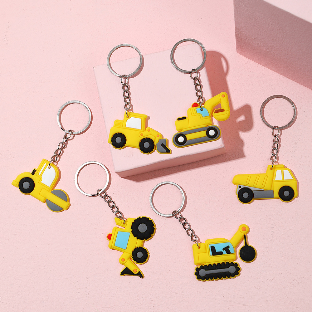 Construction Vehicle Excavator Truck Keychain Soft PVC Key ring Theme