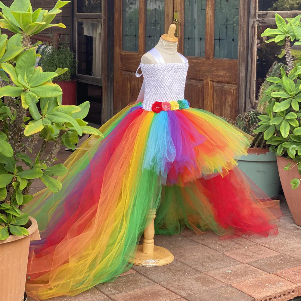 Baby Girls Rainbow Trailing Tutu Dress Kids Crochet Flower Tulle Dress Ball Gown Children Evening Party Costume Birthday Wedding Photography Dresses Shopee Philippines