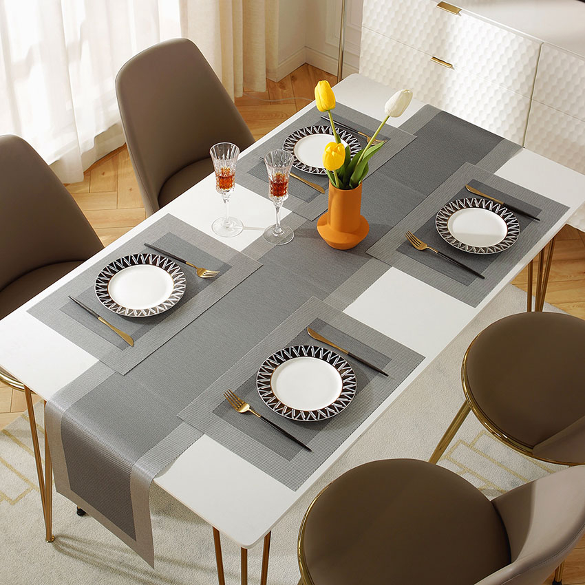 European PVC Woven Table Runner Mat Waterproof Dining Table Runners 4 6 ...