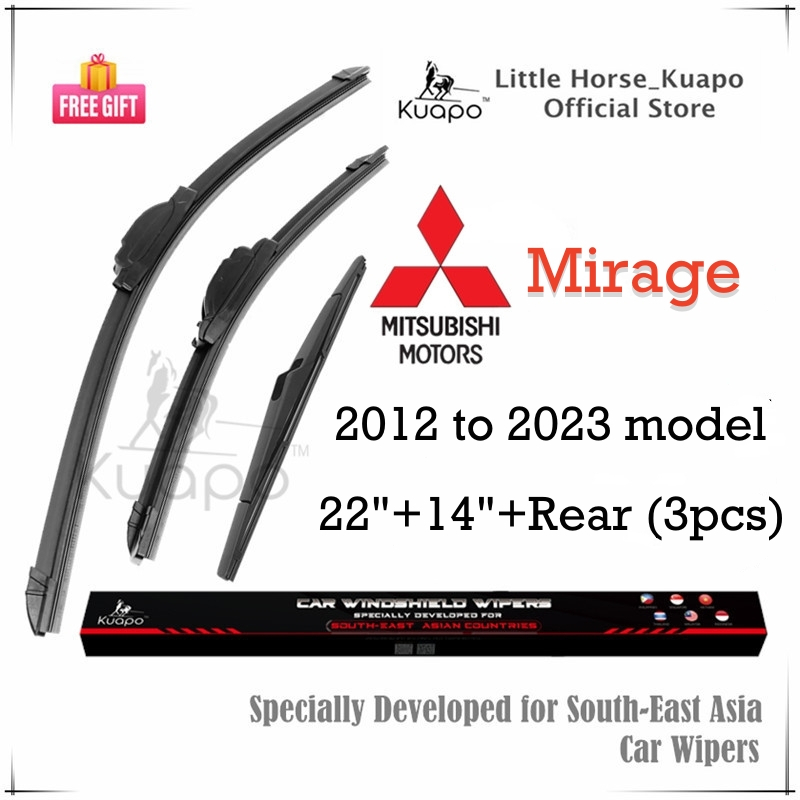 (Front+Rear 3pcs) Mitsubishi Mirage Wiper Blade Set for 2012 to 2023