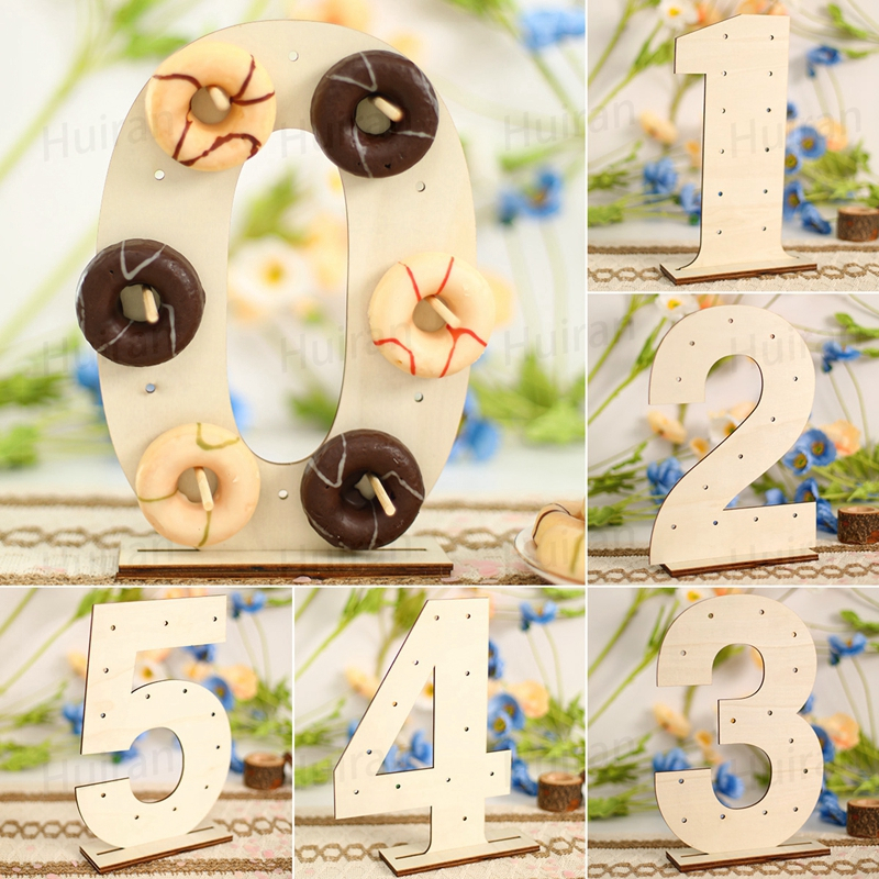 DIY Wooden Number Donuts Wall Display Stand Holder Candy Sweets
