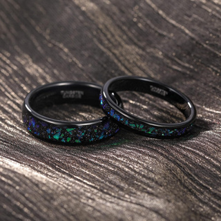 EAMTI 4mm Wedding Rings for Men Women Tungsten Carbide Galaxy Opal and ...