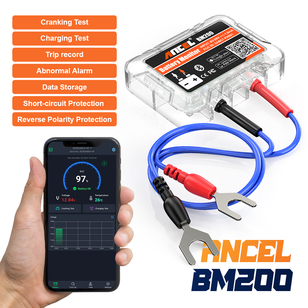 ANCEL BM200 Wireless 12V Battery Monitor Car Battery Health Monitoring
