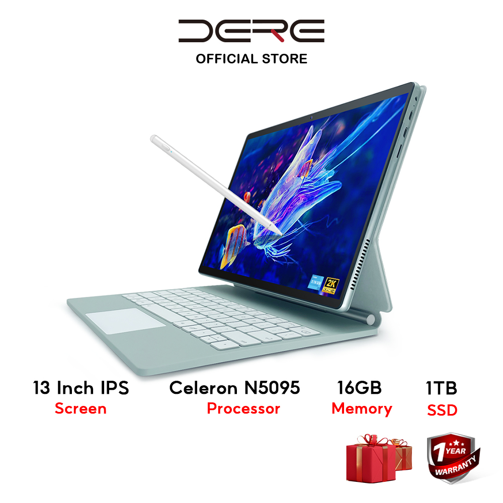 DERE Laptop T30 Pro Tablet Laptop 2 in 1 16GB RAM + 1TB SSD 13 Inch 2K